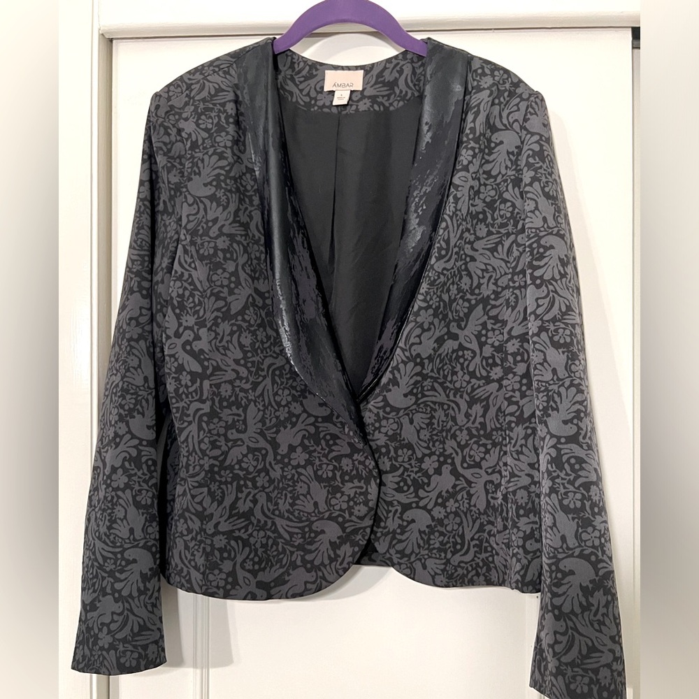 AMBAR for Target Black Blazer Bird Floral Pattern Dress Blazer Women’s size L